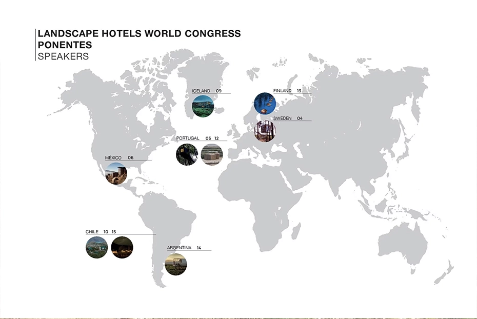 Mapa de los hoteles paisaje que hay en el mundo