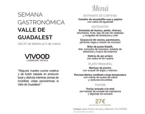El menú especial diseñado para la semana gastronómica del Valle de Guadalest