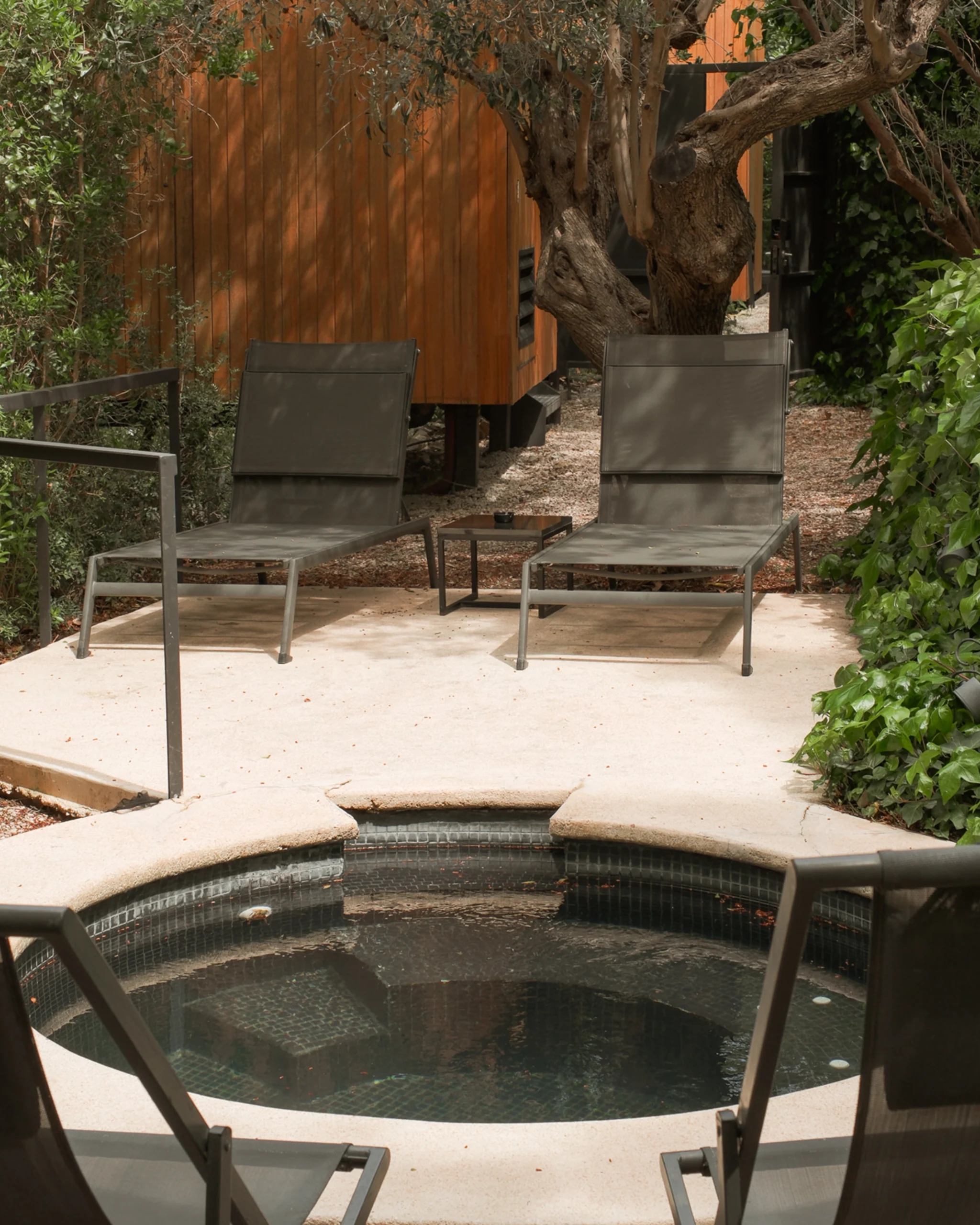 jacuzzi privado rodeado de naturaleza en suite de hotel en Alicante